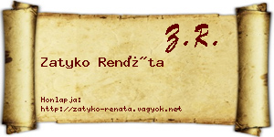 Zatyko Renáta névjegykártya