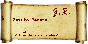Zatyko Renáta névjegykártya